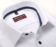Marvelis Body Fit – biała koszula z wyszytym wzorem i wewnętrzną stójką