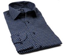 Koszula Olymp Modern Fit – granatowa z niebiesko-beżowym symbolem koniczyny - ekstra długi rękaw (1)