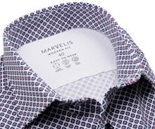 Koszula Marvelis Modern Fit Jersey – elastyczna biała z czerwono-niebieskim wzorem