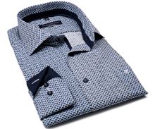 Koszula Casa Moda Comfort Fit – w niebieskie kwadraciki, z wewnętrzną stójką, mankietem i plisą