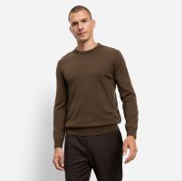 Sweter Olymp z wełny Merino - dekolt okrągły - ciemnobrązowy (1)