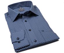 Koszula Olymp Comfort Fit – granatowa z niebiesko-białym wzorem pierścieni