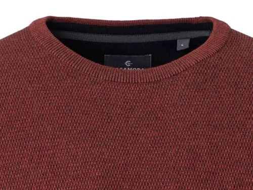 Bawełniany sweter Casa Moda - pomarańczowo-czerwony - okrągły dekolt