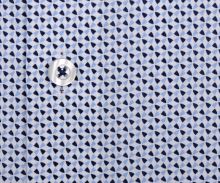 Koszula Olymp Level Five – z drobnym wzorem niebieskich trójkątów i stojącym kołnierzykiem - krótki rękaw