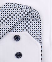 Koszula Venti Modern Fit – biała z niebieską wewnętrzną stójką i mankietami