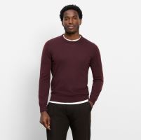 Sweter Olymp z wełny Merino - dekolt okrągły - bordowy (1)