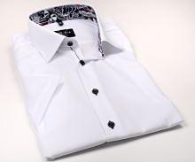 Koszula Marvelis Body Fit – biała z wewnętrzną stójką w żeglarskie motywy - krótki rękaw
