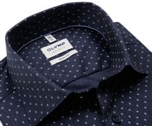 Koszula Olymp Level Five – ciemnoniebieska z delikatnym podkreśleniem i białym wzorem