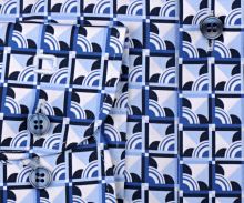 Koszula Olymp Level Five – luksusowa designerska w niebiesko-bialy mozaikowy wzór - extra długi rękaw