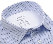Koszula Marvelis Modern Fit Jersey – elastyczna biała z niebieskim wzorem - extra długi rękaw
