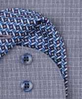 Koszula Olymp Level Five – niebieska z wyszytym wzorem i wewnętrzną stójką - extra długi rękaw