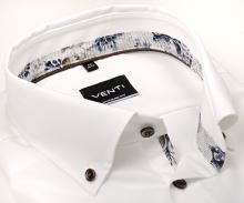 Koszula Venti Modern Fit – kremowa z wewnętrzną stójką, mankietem i plisą w kwiaty