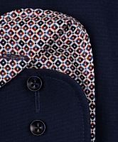Koszula Casa Moda Comfort Fit – ciemnoniebieska z brązowo-niebieską wewnętrzną stójką i mankietem