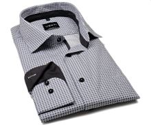 Koszula Venti Comfort Fit – z czarno-szarymi kółkami, antracytową wewnętrzną stójką i mankietem (1)