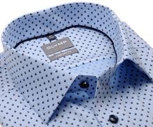 Koszula Olymp Comfort Fit – jasnoniebieska z beżowo-granatowym wzorem pączka - ekstra długi rękaw