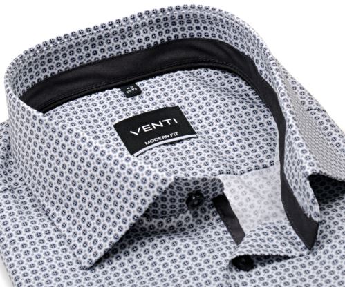 Koszula Venti Modern Fit – z czarno-szarymi kółkami, wewnętrzną stójką - super długi rękaw