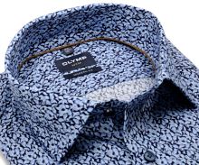 Koszula Olymp Modern Fit Twill – granatowa z niebieskim nadrukiem - ekstra długi rękaw