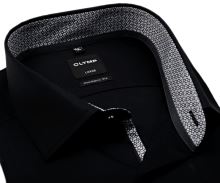 Koszula Olymp Luxor Modern Fit – czarna z czarno-białą wewnętrzną stójką i mankietem