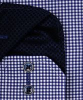 Koszula Eterna Modern Fit Twill – w ciemnoniebieską kratkę, z wewnętrzną stójką - extra długi rękaw