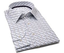Koszula Eterna Comfort Fit Twill - w niebiesko-brązowe kółka - super długi rękaw (1)