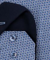 Koszula Olymp Super Slim – z niebiesko-białym mozaikowym wzorem