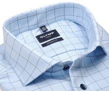 Koszula Olymp Modern Fit – jasnoniebieska z strukturą i kwadratowym wzorem - ekstra długi rękaw