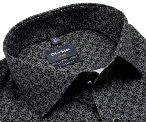Koszula Olymp Modern Fit – szara z czarnym wzorem