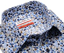 Koszula Marvelis Modern Fit - designerska w niebiesko-brązowe odciski - krótki rękaw