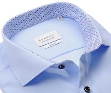 Koszula Eterna Slim Fit - jasnoniebieska z niebieską wewnętrzną stójką i mankietem - extra długi rękaw