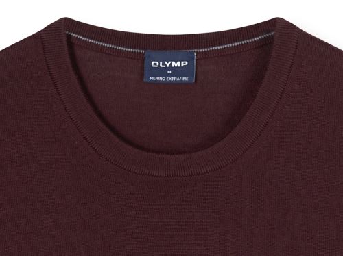 Sweter Olymp z wełny Merino - dekolt okrągły - bordowy Sweter Olymp z wełny Merino - dekolt okrągły - bordowy