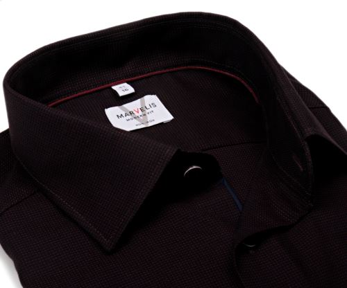 Koszula Marvelis Modern Fit – ciemna czerwono-niebieska z wyszytym wzorem - ekstra długi rękaw