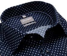 Koszula Olymp Comfort Fit – granatowa z niebiesko-białym wzorem pączka - krótki rękaw