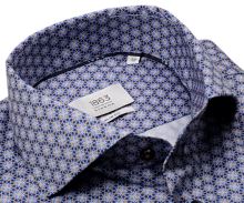 Koszula Eterna 1863 Slim Fit Two Ply - luksusowa w niebiesko-beżowe ornamenty