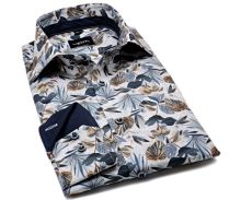 Koszula Venti Modern Fit – luksusowa w beżowo-niebieski florystyczny wzór