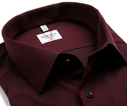Koszula Marvelis Modern Fit – ciemnoczerwona z wyszytym wzorem - extra długi rękaw