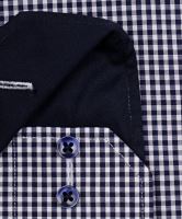 Koszula Eterna Modern Fit – w ciemnoniebieską kratkę, z wewnętrzną stójką - extra długi rękaw